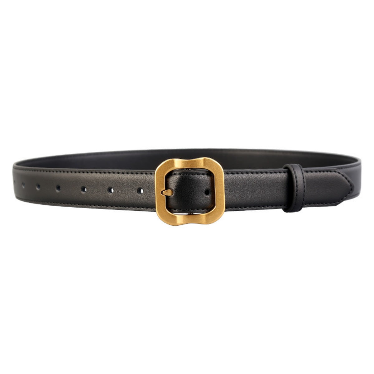 Leather Belt with Golden Buckle