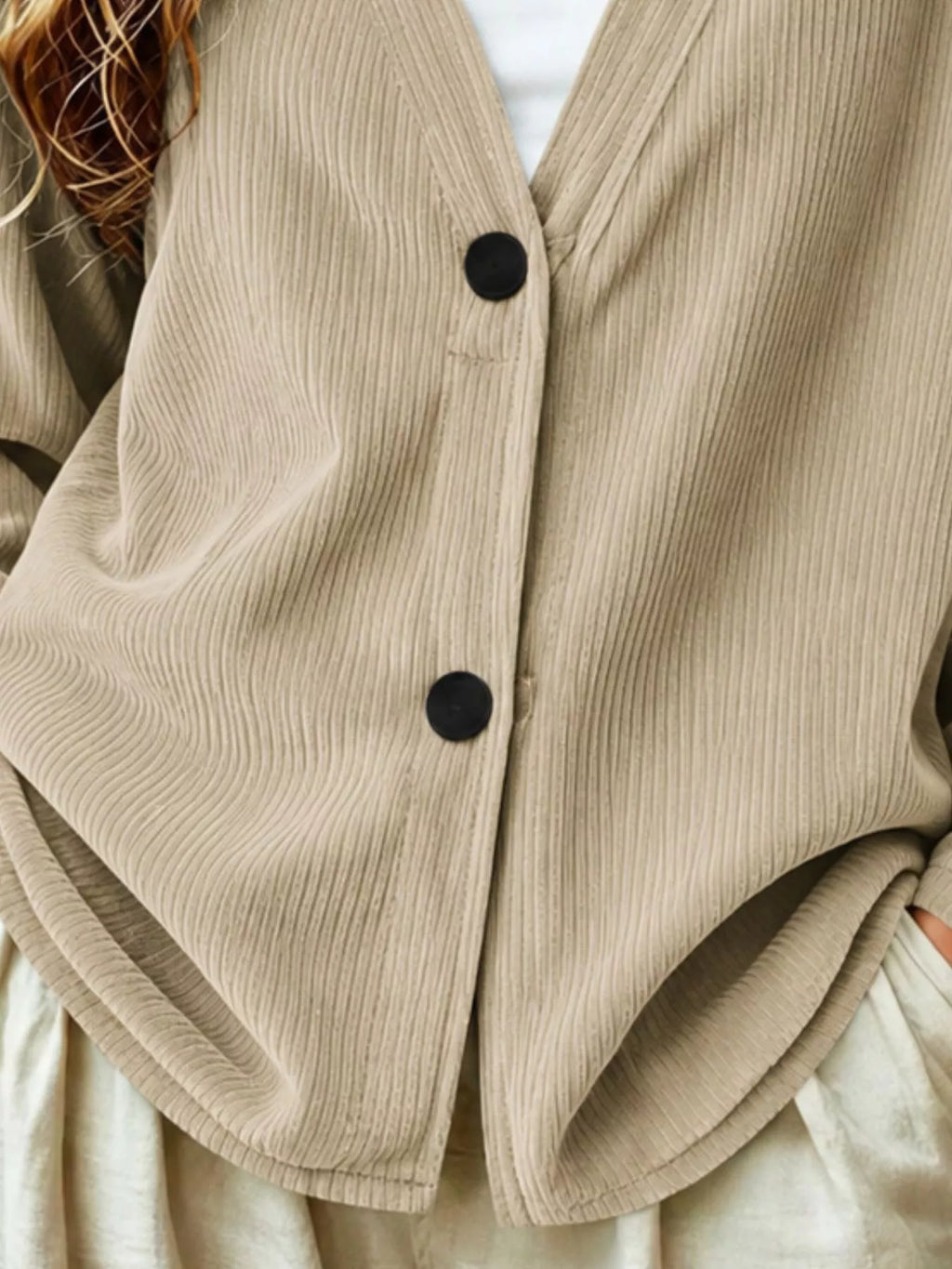 Casual Corduroy Button-Up Cardigan