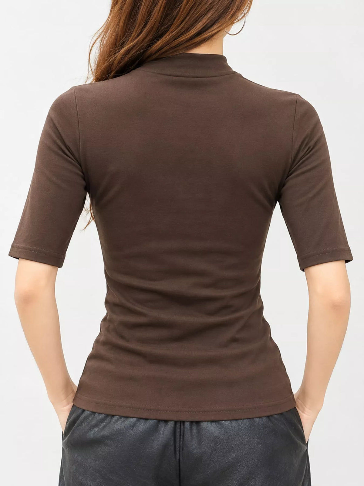 Full Size Mock Neck Half Sleeve T-Shirt Plus Size
