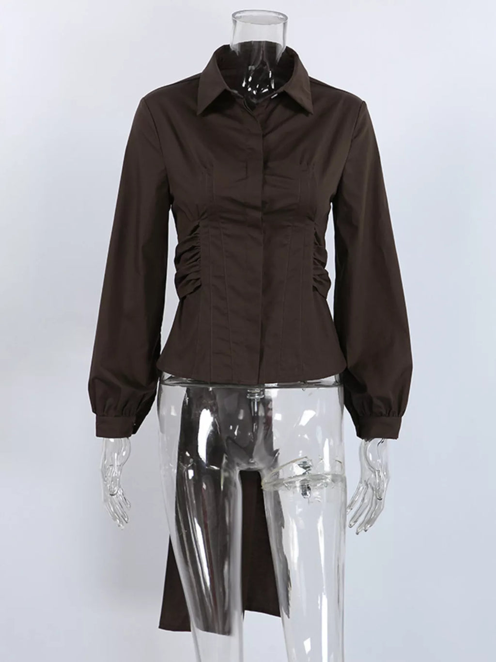 Slim-Fit Ruched Waist Shirt