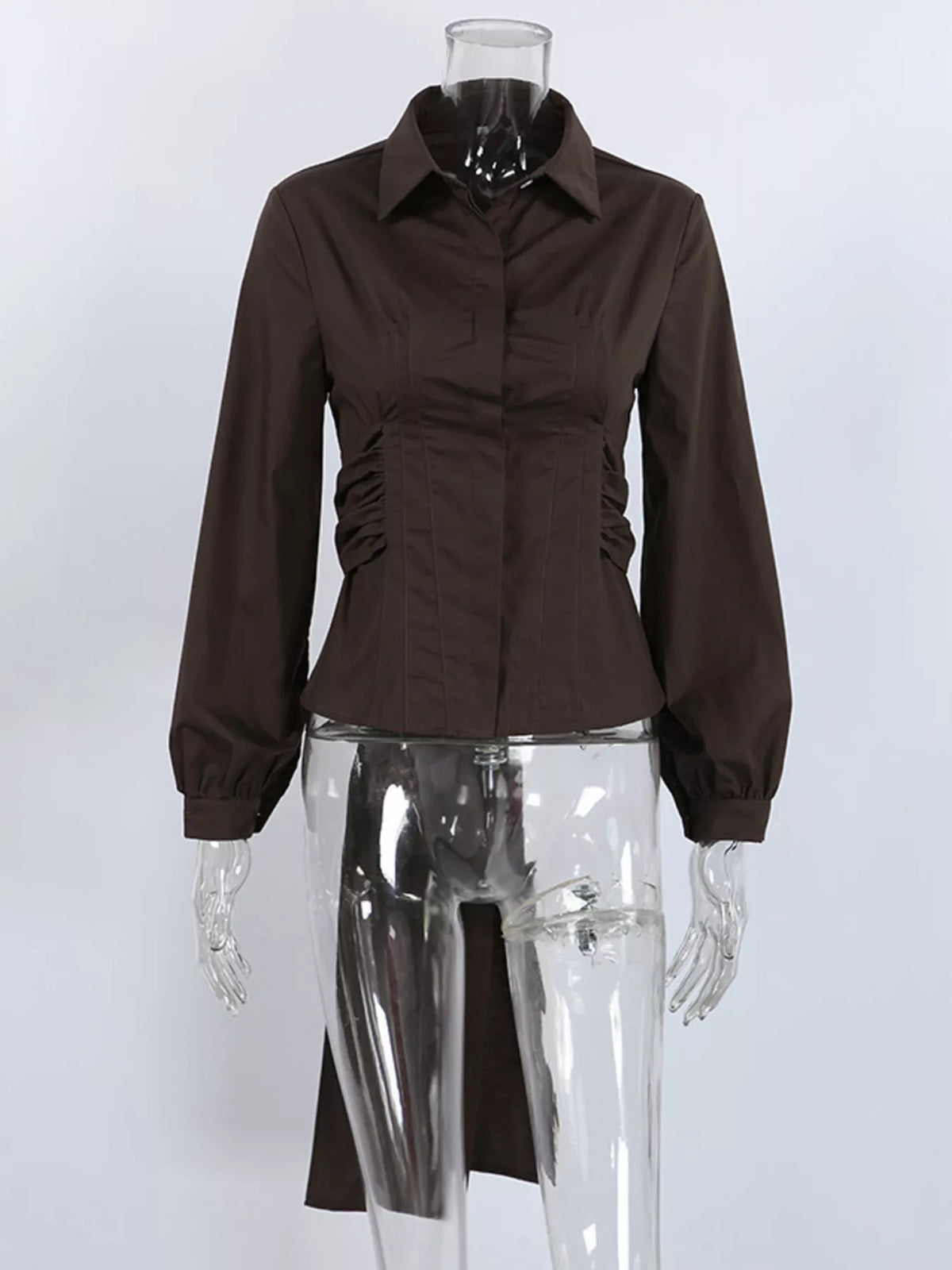 Slim-Fit Ruched Waist Shirt