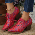 Point Toe Block Heels Ankle Boots