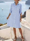 Striped Button-Down Shirt Dress