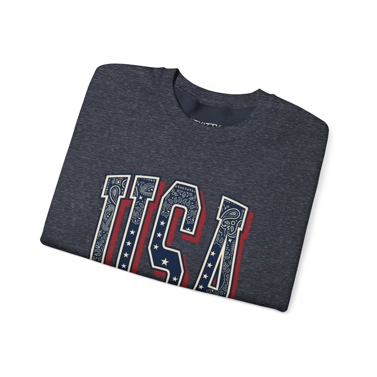 USA Varsity Embroidered Crewneck Sweatshirt | Vintage Patriotic Pullover