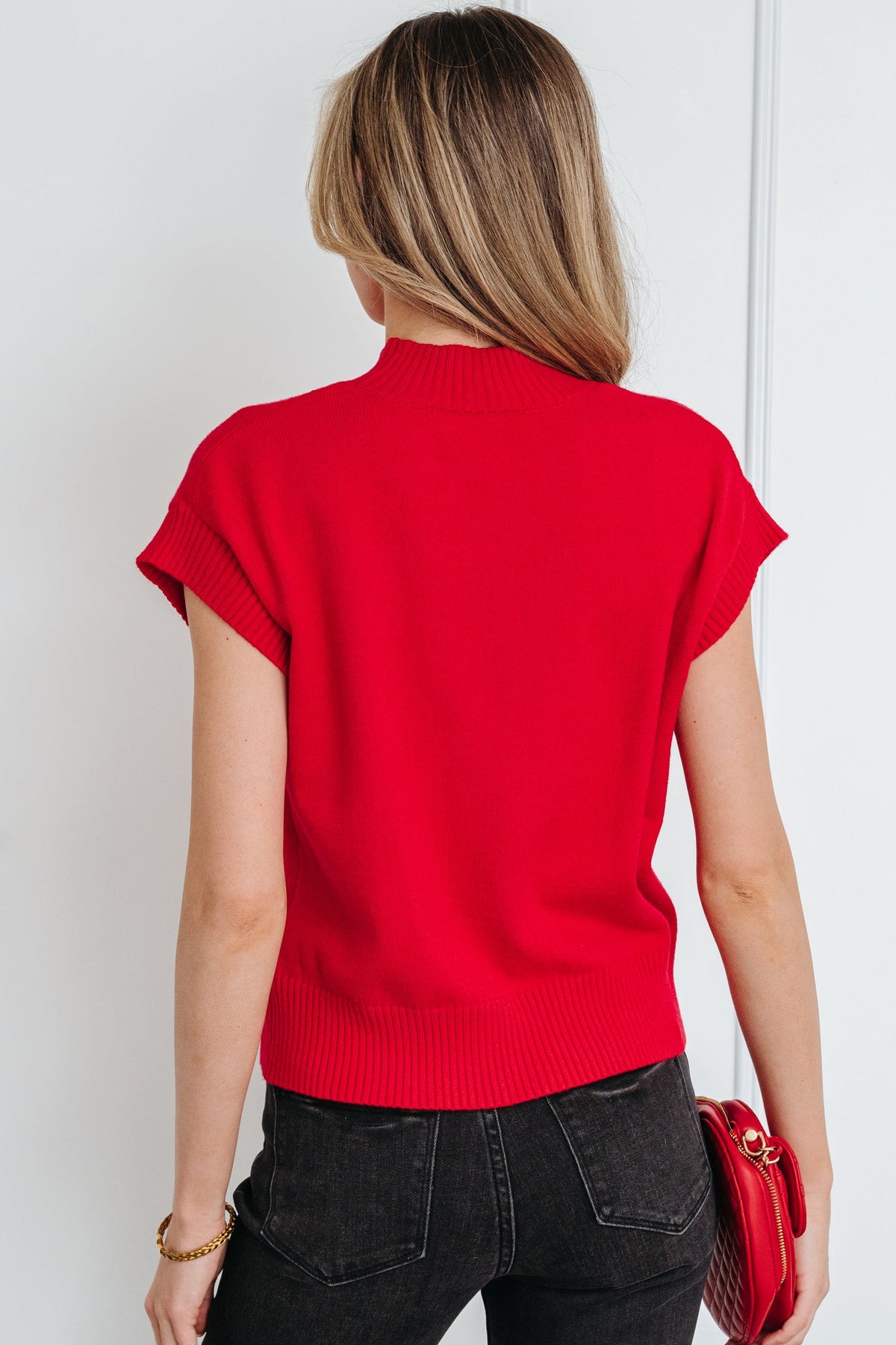 Heart Graphic Cropped Short Sleeve Sweater