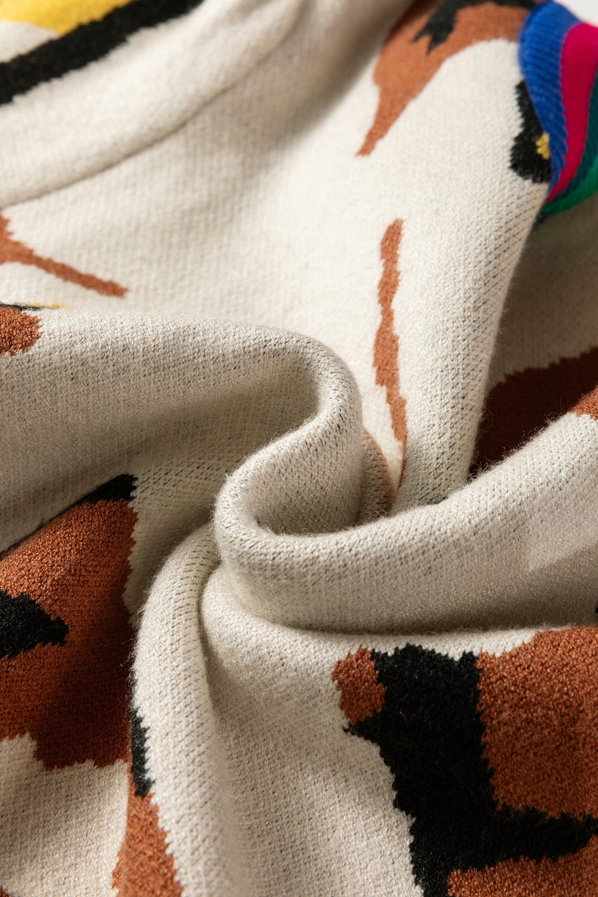 Colorblock Stripe Contrast Ribbed Knit Sweater