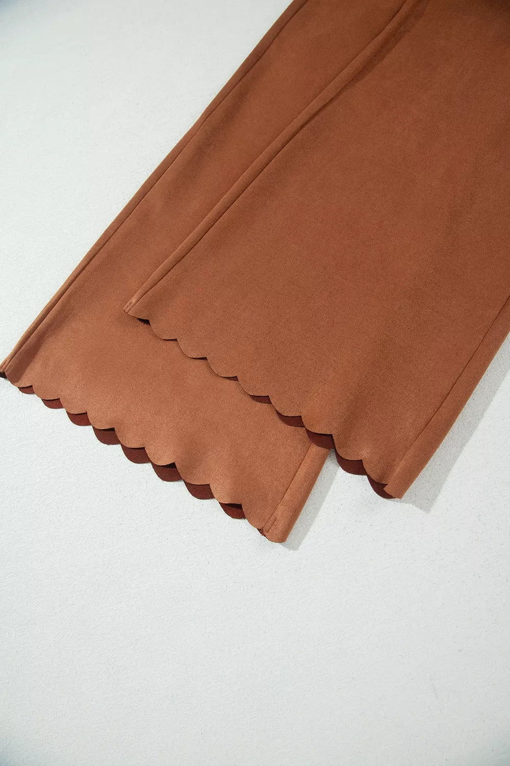 Scalloped Edge Pocket Full-Length Pants
