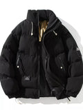Men's Plus Size Zip Up Long Sleeve Puffer Jacket