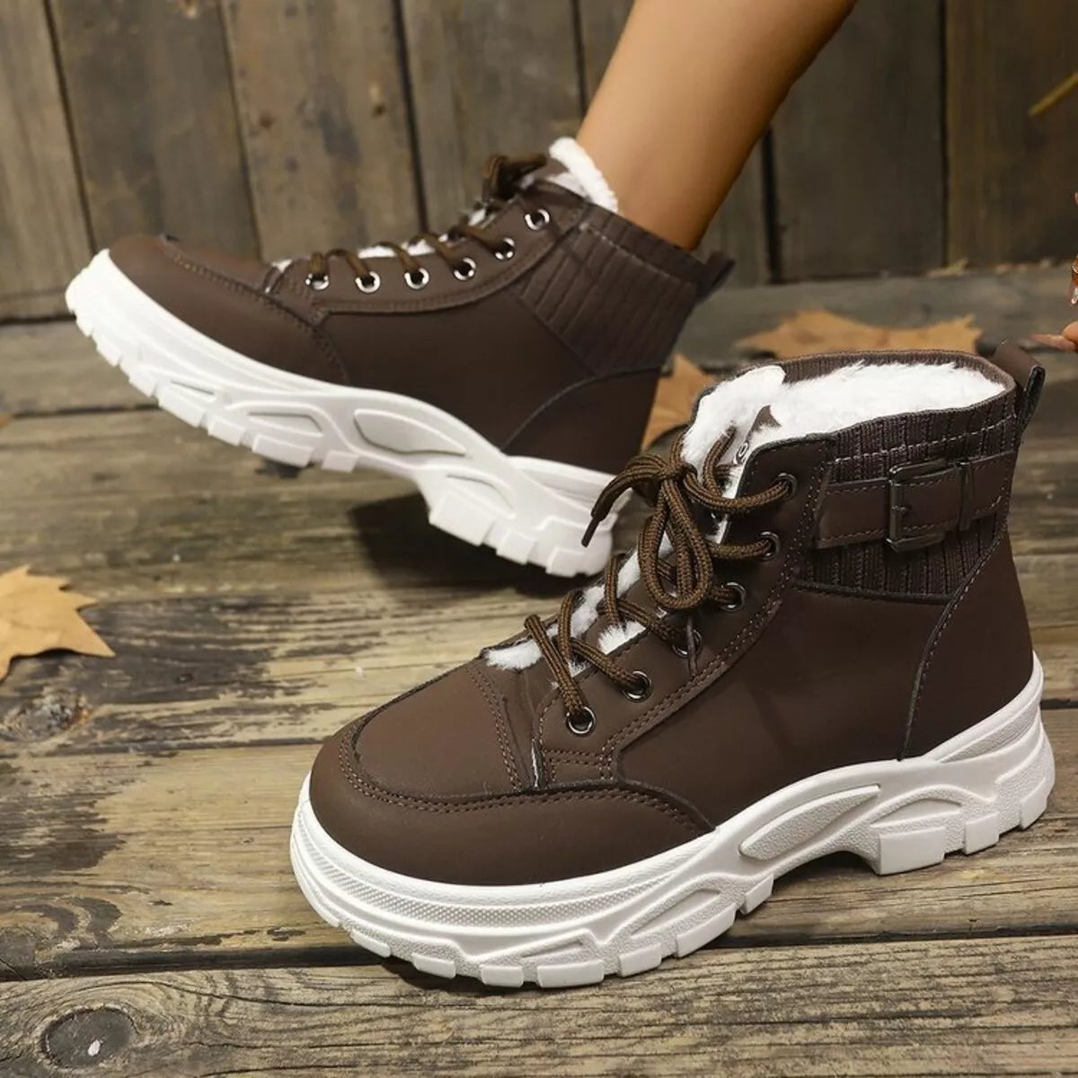 Plush Lining Lace Up Boots