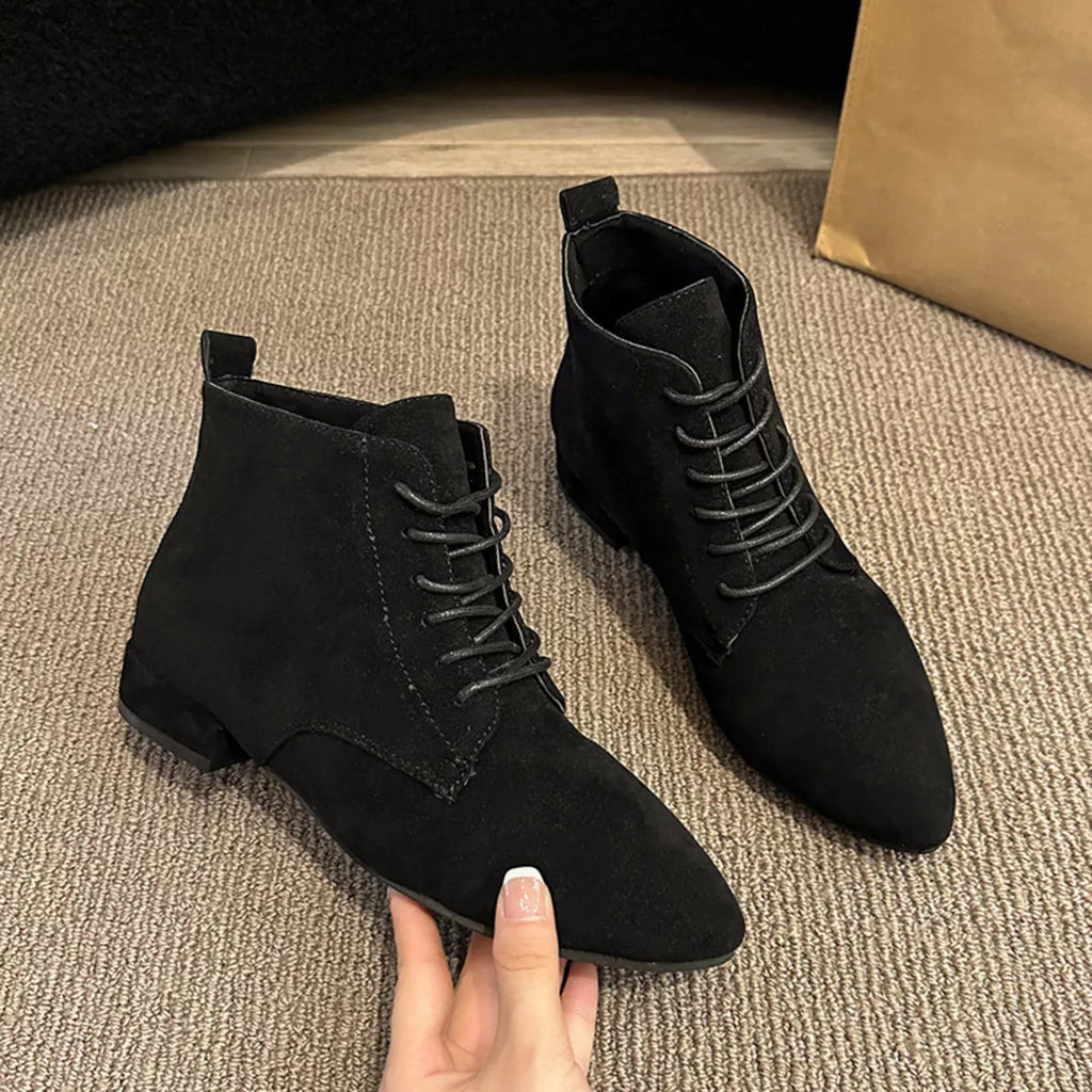 Point Toe Block Heels Boots