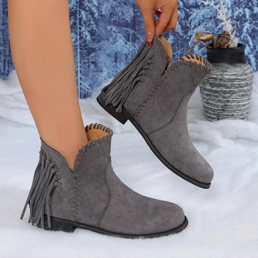 Fringe Point Toe Ankle Boots