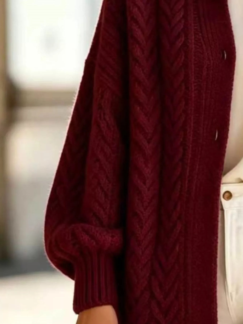 Full Size Cable-Knit Button-Down Cardigan Plus Size