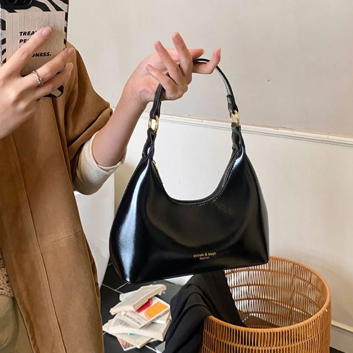 Adjustable Strap Leather Shoulder Bag