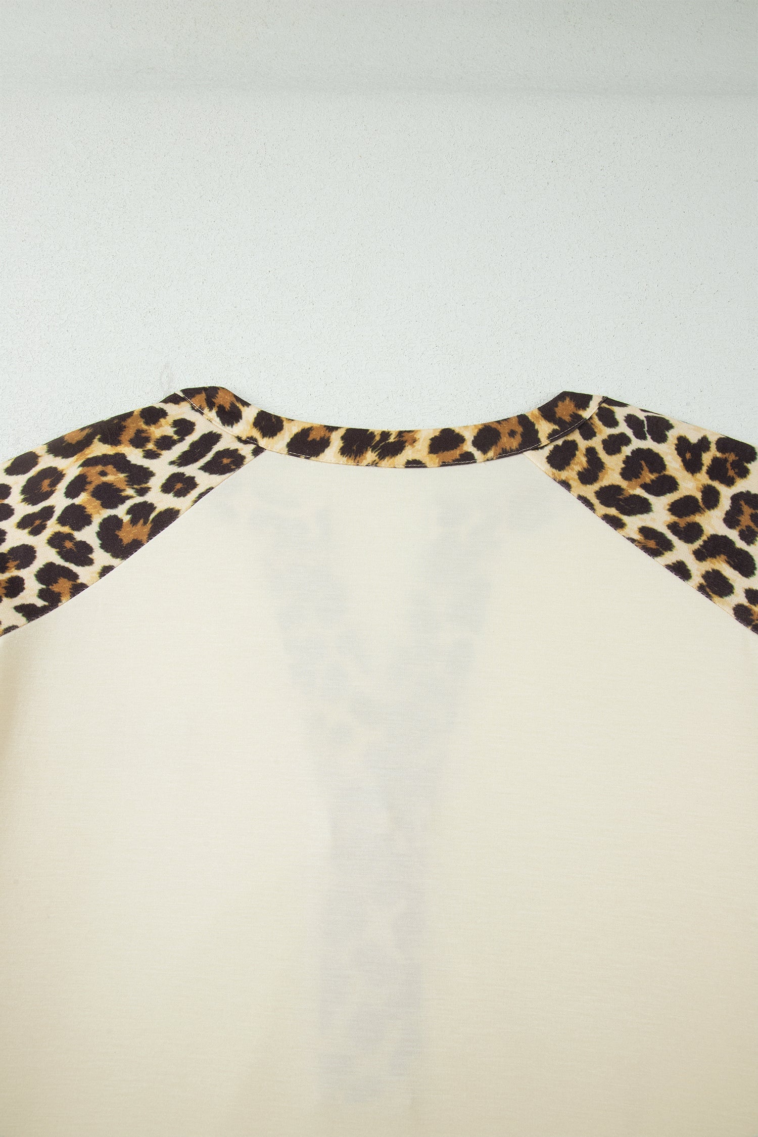 Beige Plus Size Leopard Contrast Patchwork Polo Tee