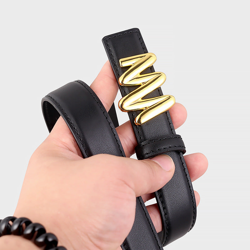 Gold Buckle Leather Belt