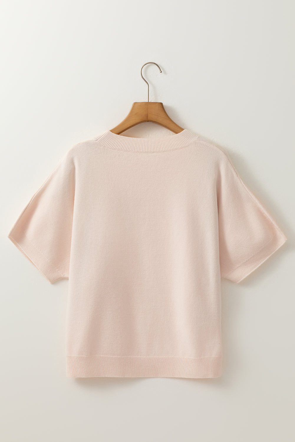 Bow Tie Pearl Embellished Dolman Short Sleeve Sweater
