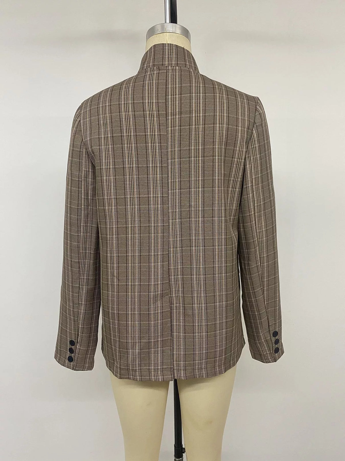 Plaid Single-Button Blazer