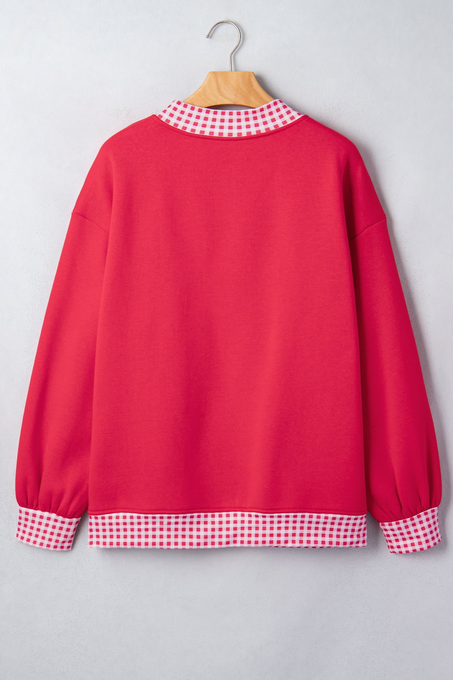 Brown Colorblock Polka Dot Contrast Trim Oversized Sweatshirt