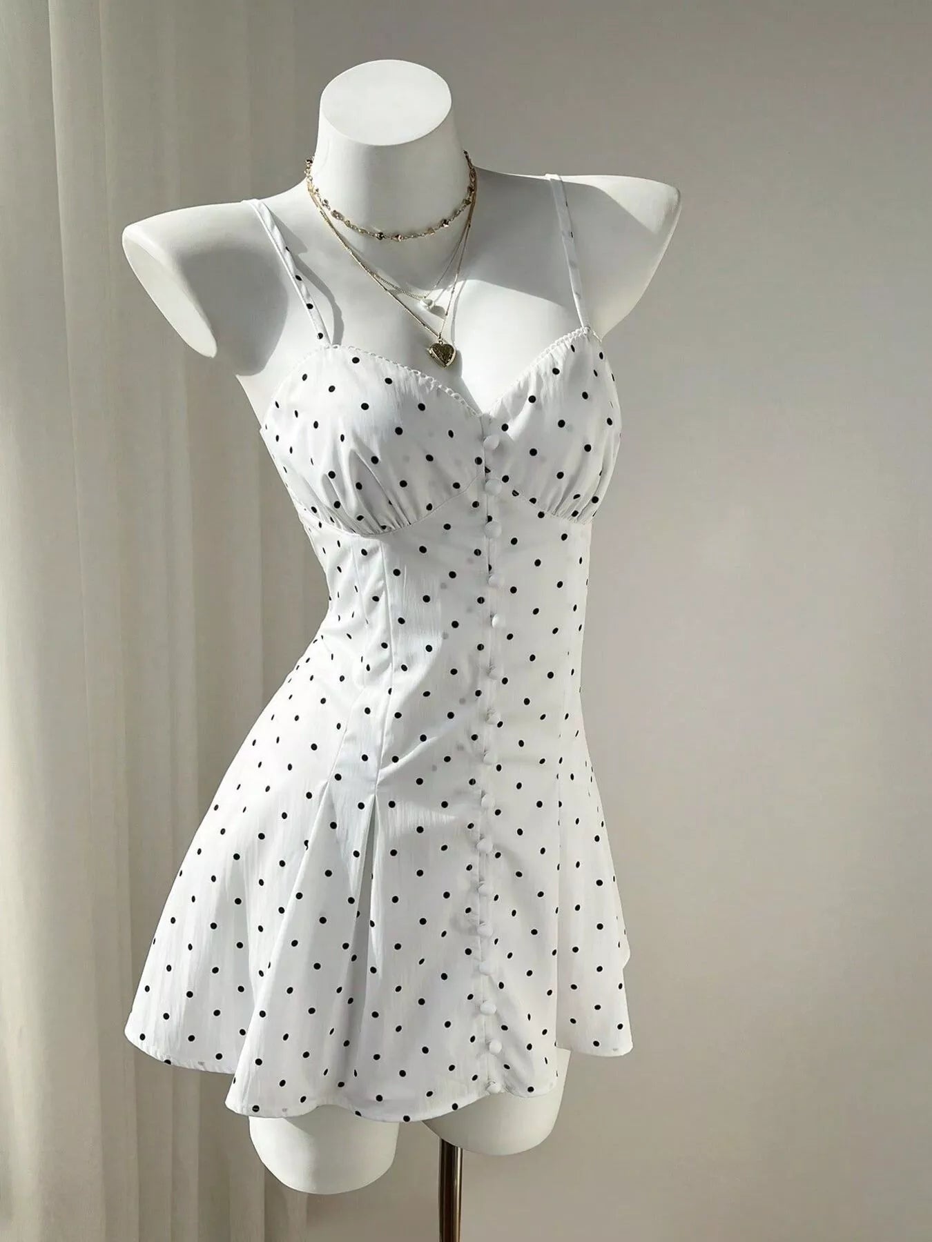 Polka Dot Spaghetti Strap Mini Dress