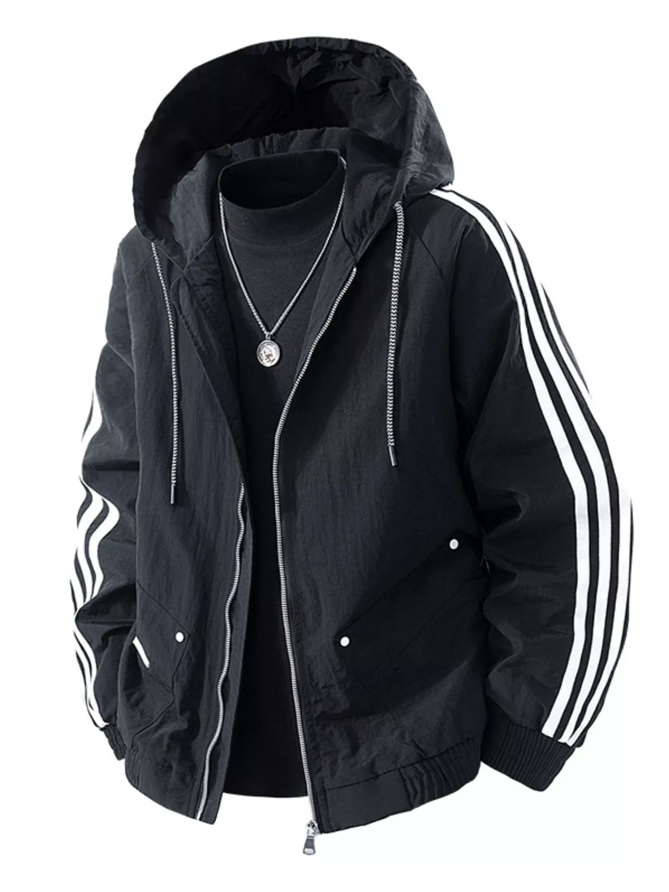 Men's Plus Size Casual Hooded Windbreaker Jacket