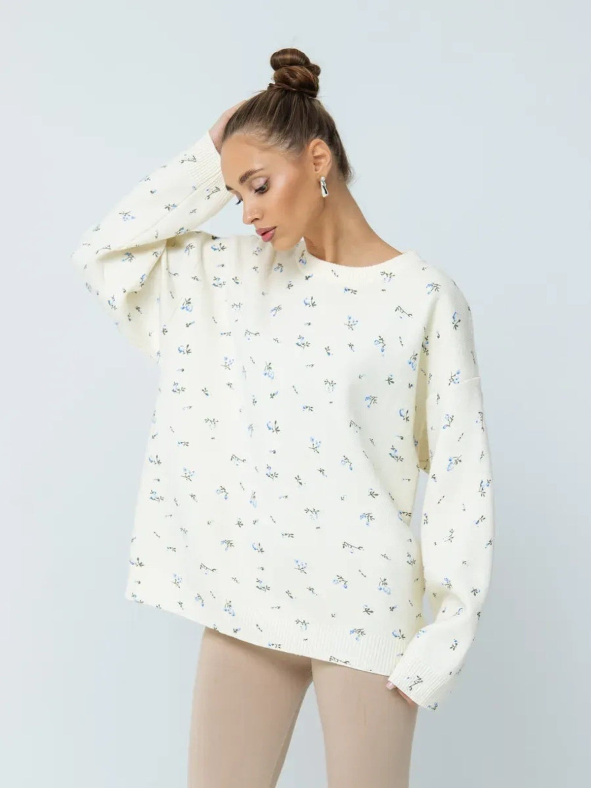 Floral Dropped Shoulder Oversized Sweater