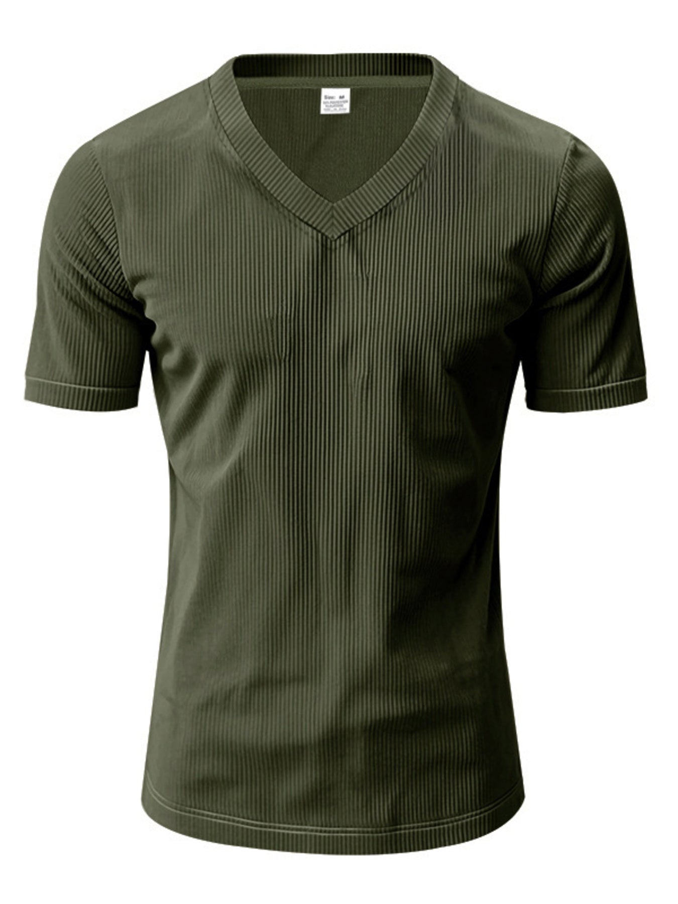 Men's Full Size Ribbed V-Neck T-Shirt Plus Size