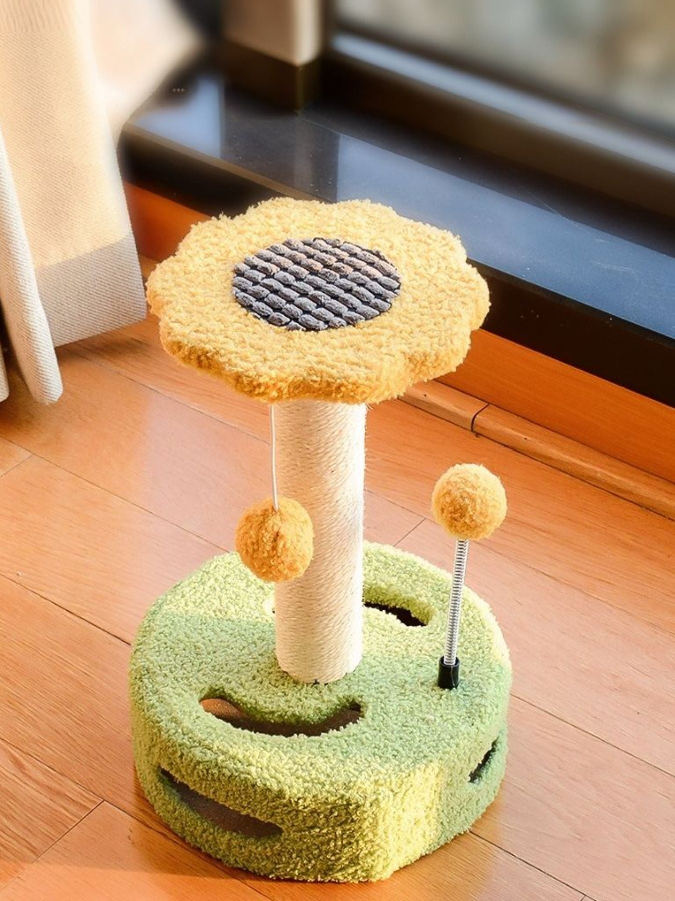 Cat Scratching Posts with Dangling Balls