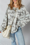 Dearlove Multicolour Retro Camouflage Print Exposed Seam Patchwork Drop Shoulder Sweatshirt