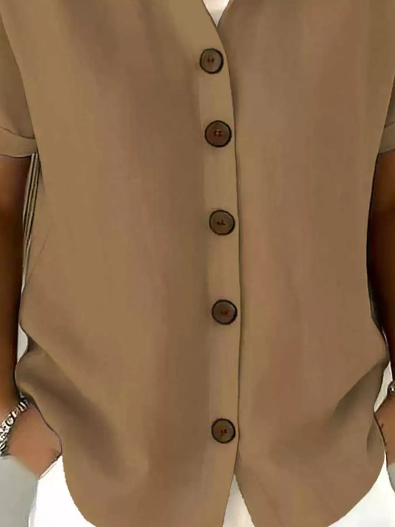 Full Size Button Up Short Sleeve Shirt Plus Size