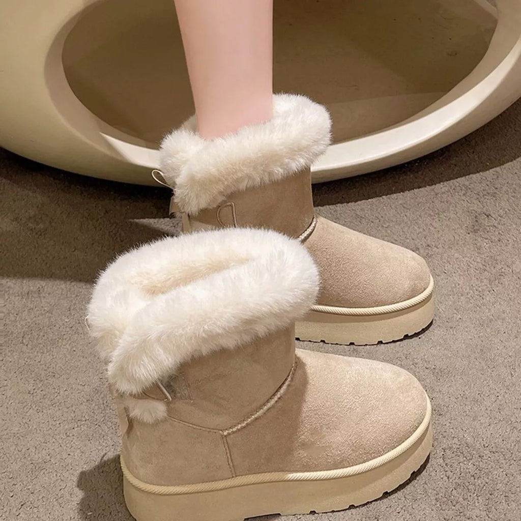 Round Toe Fuzzy Boots