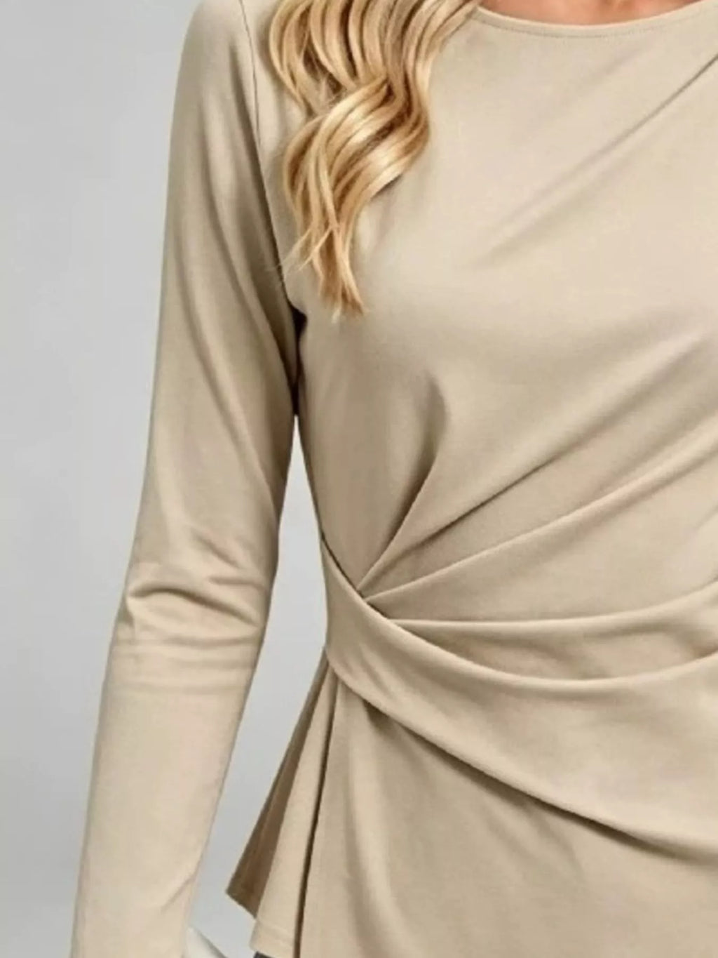 Ruched Waist Long Sleeve T-Shirt