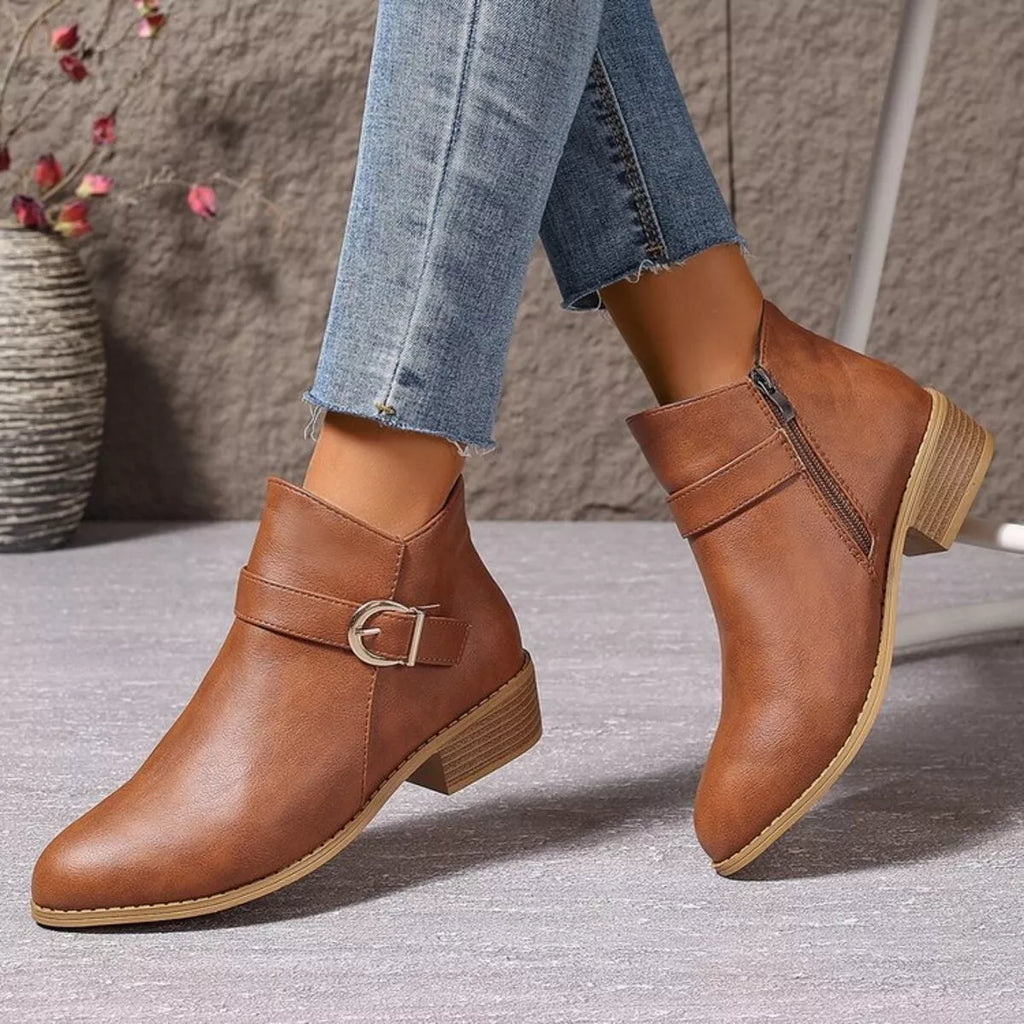 Point Toe Block Heels Boots