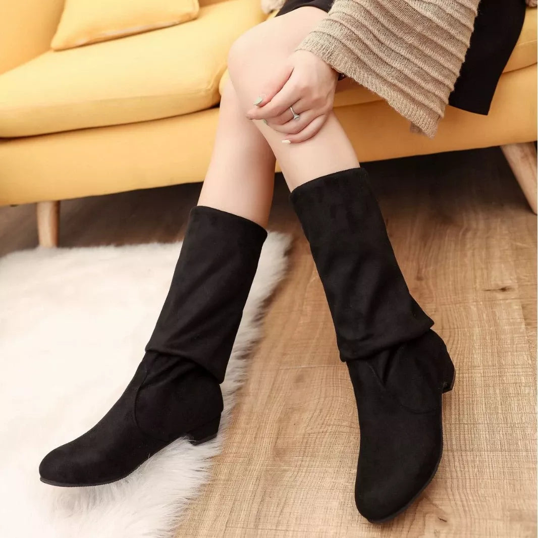 Round Toe Block Heels Boots
