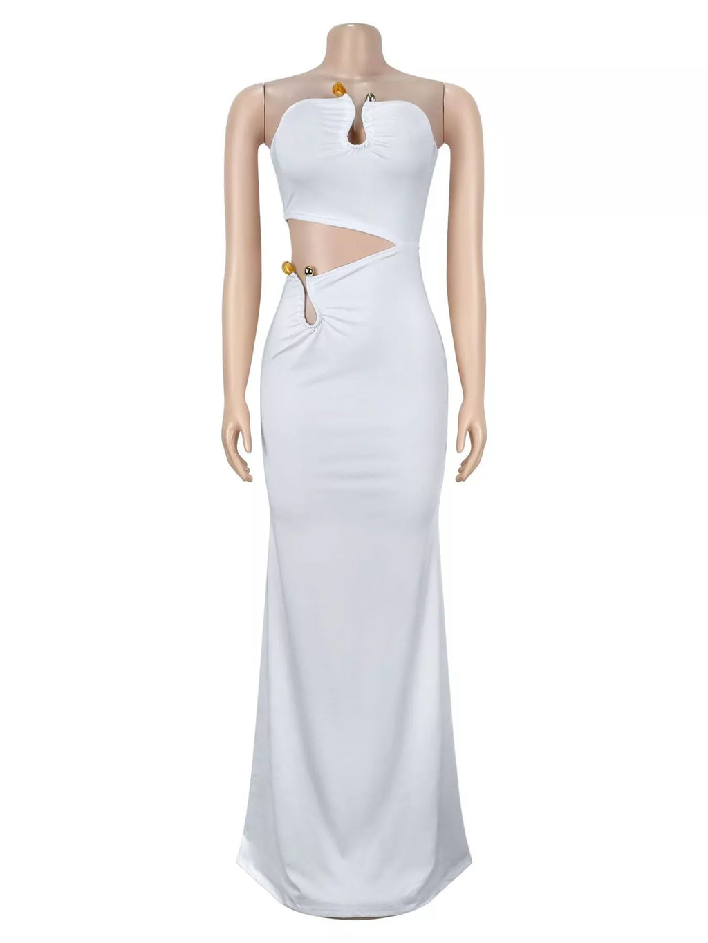 Strapless Cut-out Maxi Dress with Ruched Detail