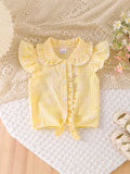 Children's Gingham Ruffle Collar Sleeveless Shirt