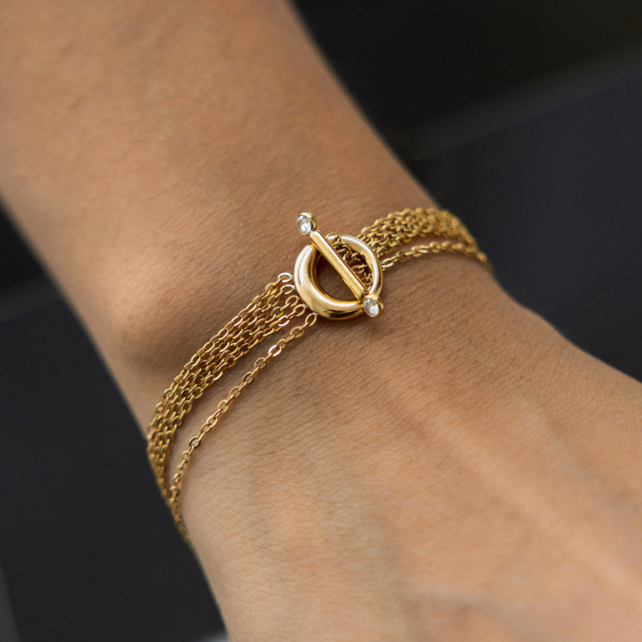 Layered Toggle Zircon Bracelet