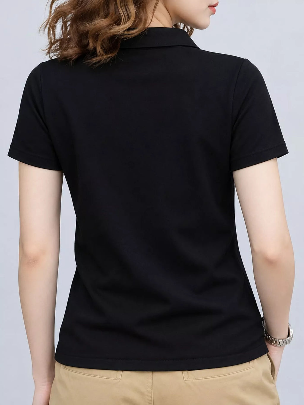 Plus Size Collared Neck Short-Sleeve Polo