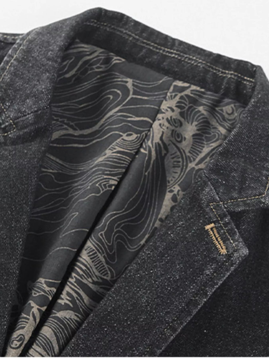 Men's Plus Size Slim Fit Long Sleeve Denim Blazer