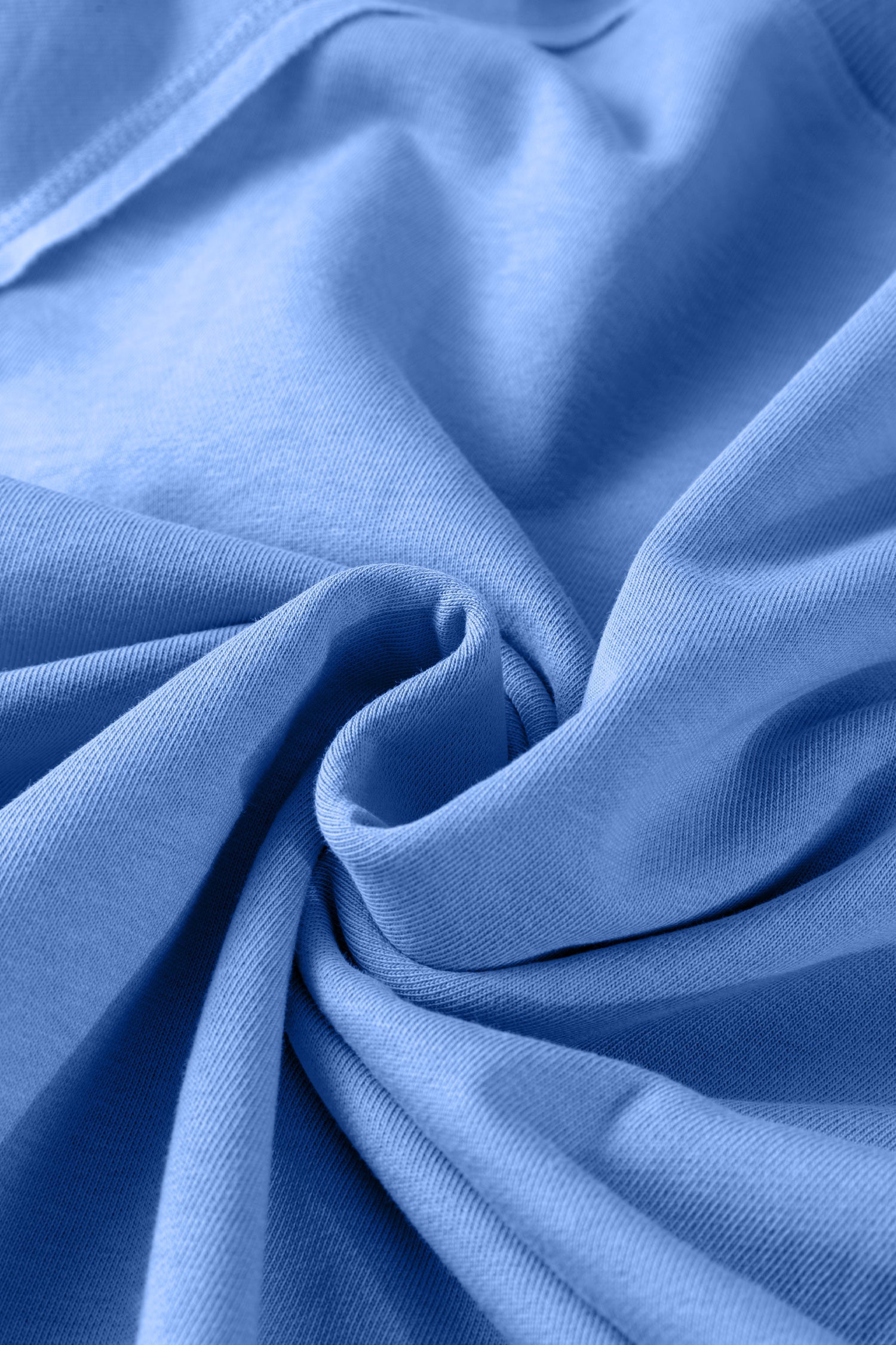 Beau Blue Solid Color Raw Seam Patchwork Baggy Sweatshirt