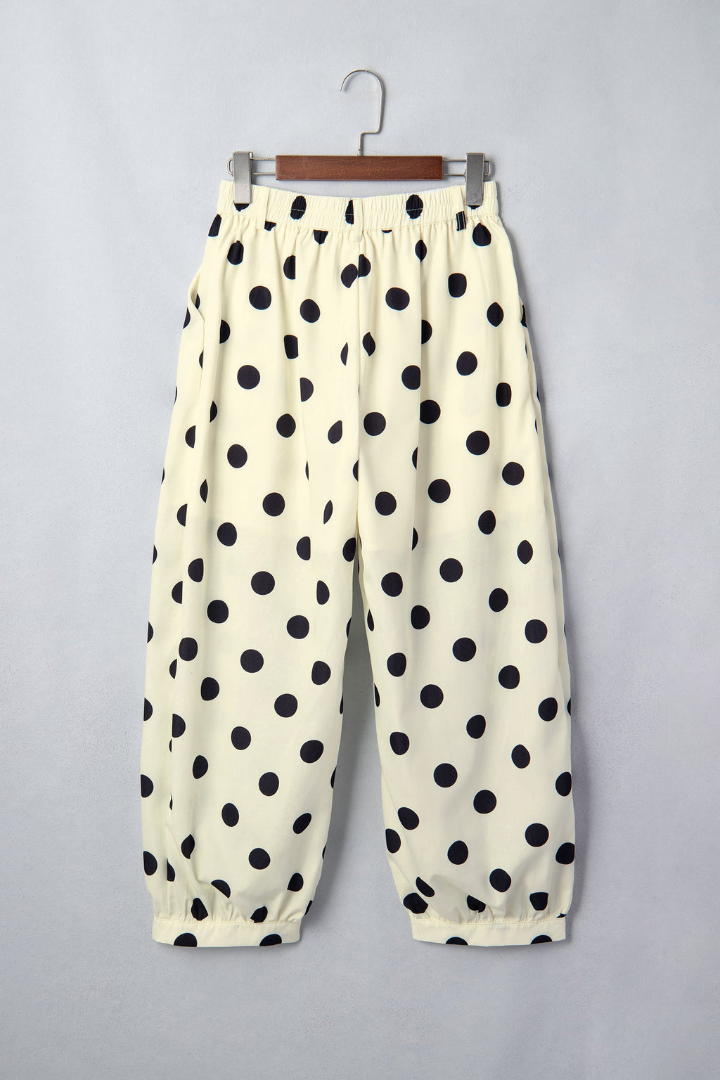 Black Polka Dot Ankle Length Harem Pants
