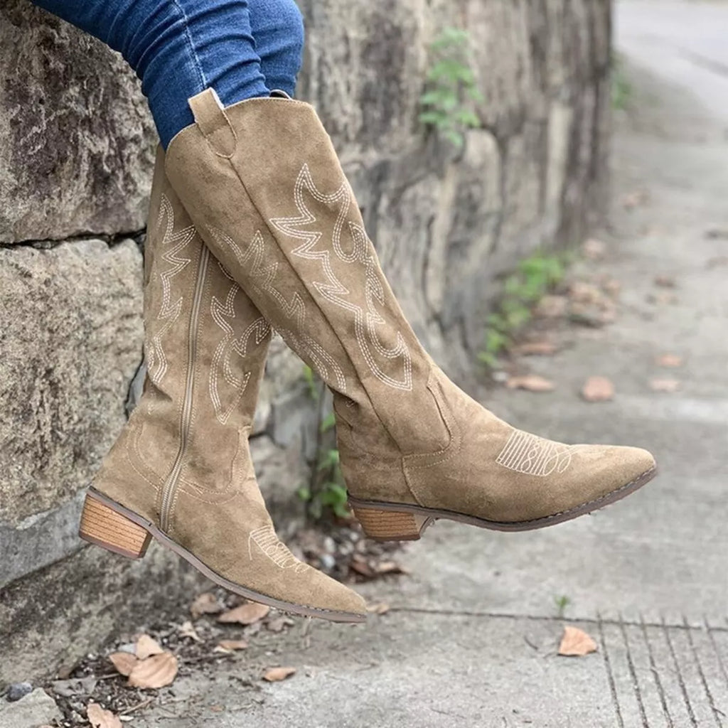 Point Toe Block Heels Boots