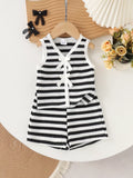 Children's Striped Knit Vest and Shorts Set