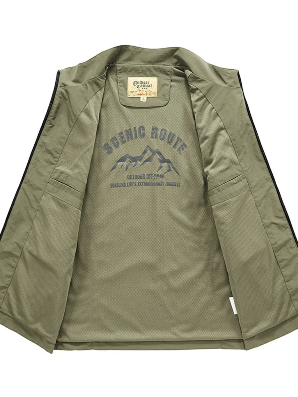 Men's Plus Size Multi-Pocket Zip Up Vest