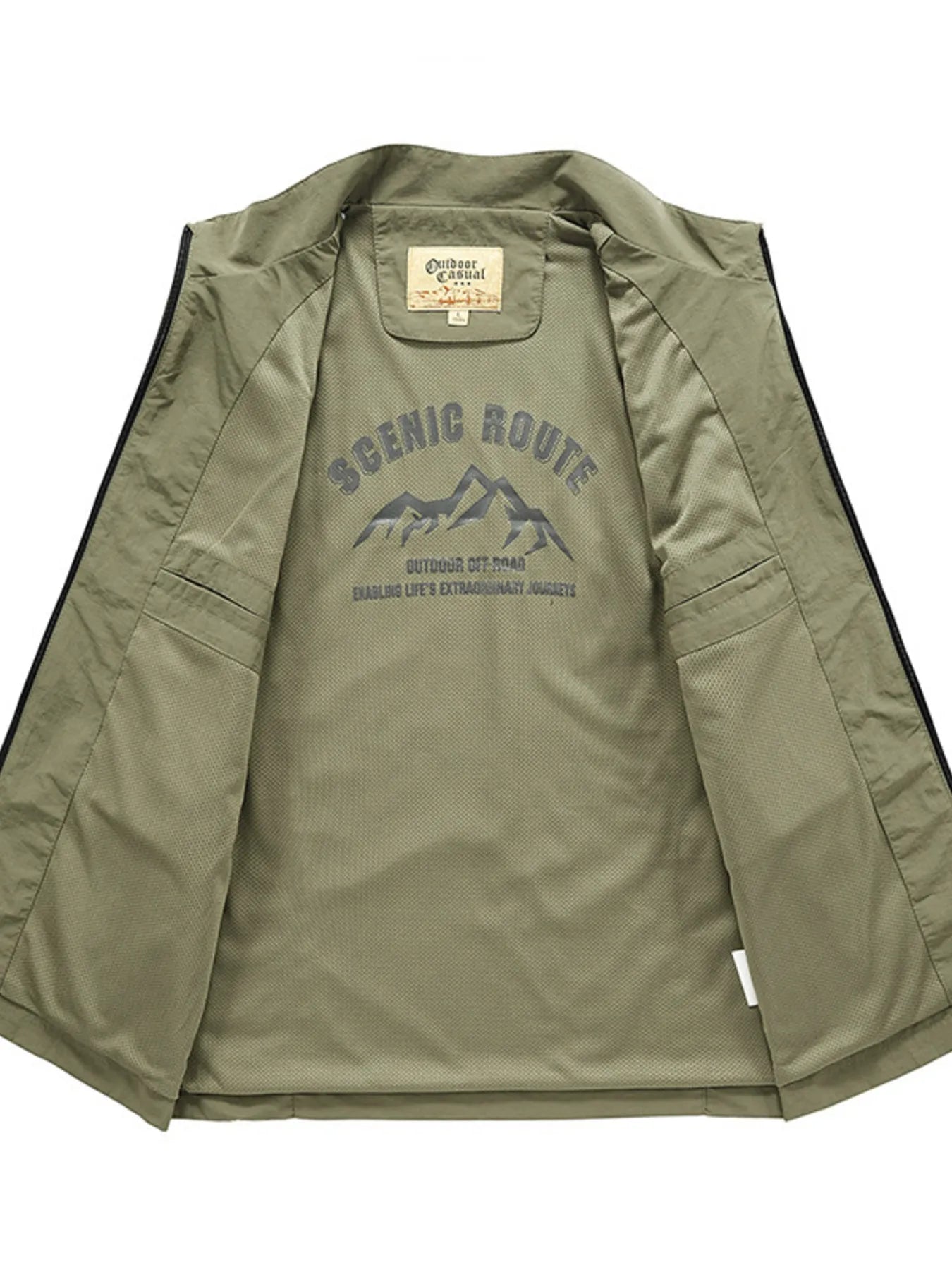 Men's Plus Size Multi-Pocket Zip Up Vest