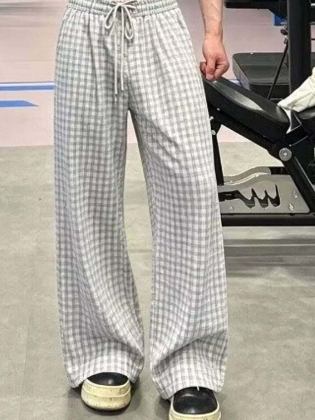Men's Plus Size Plaid Wide-Leg Pants