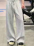 Men's Plus Size Plaid Wide-Leg Pants