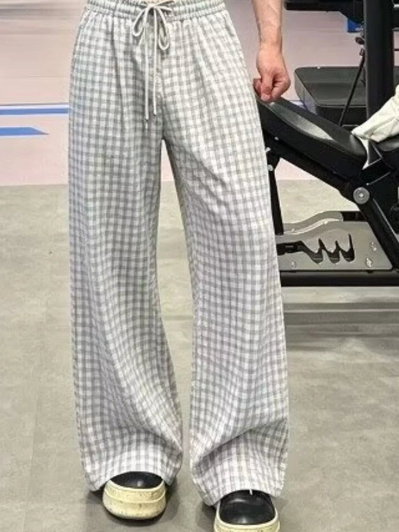 Men's Plus Size Plaid Wide-Leg Pants