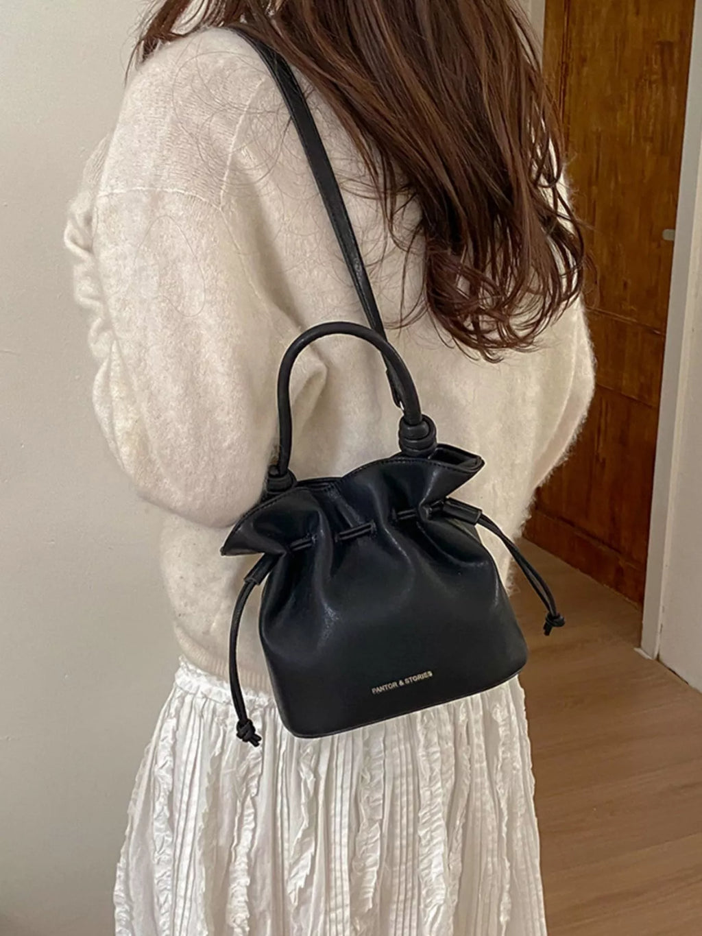 Drawstring Bucket Crossbody Bag