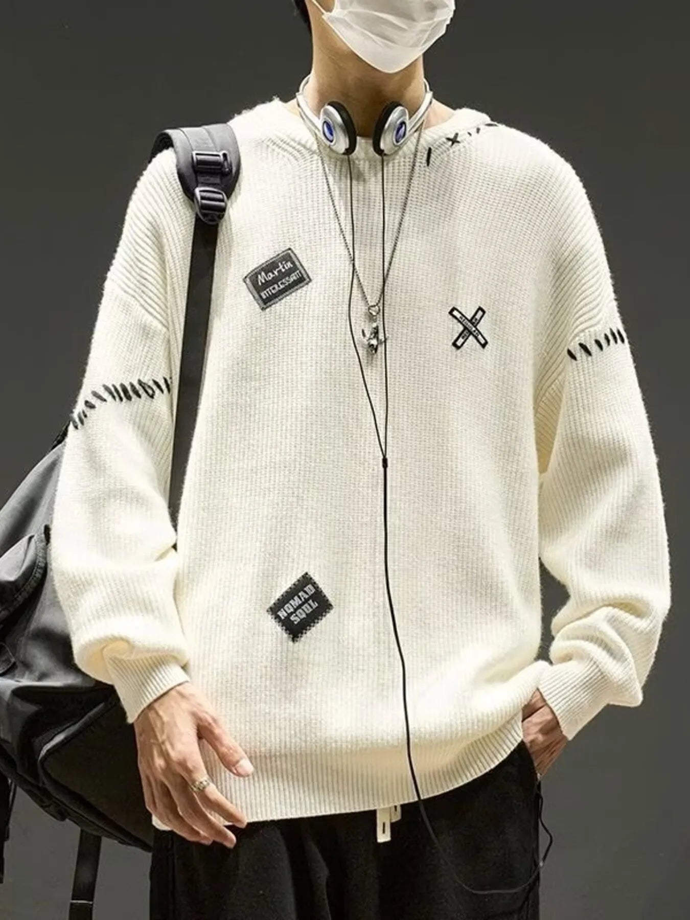 Men's Dropped Shoulder Long Sleeve Sweater