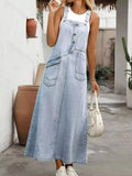 Adjustable Shoulder Straps Denim Overall Dress